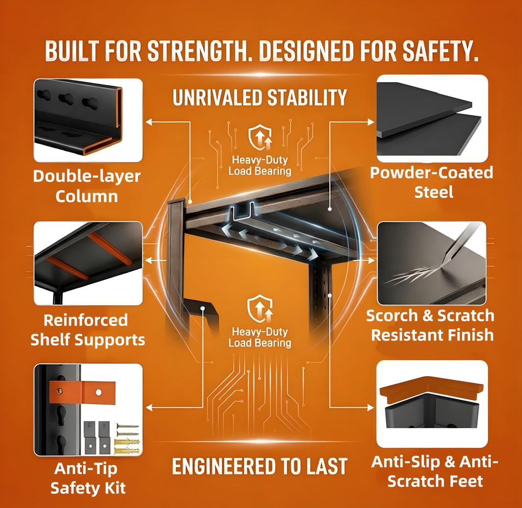 5 Tier Heavy Duty Metal Bookshelf Z71526