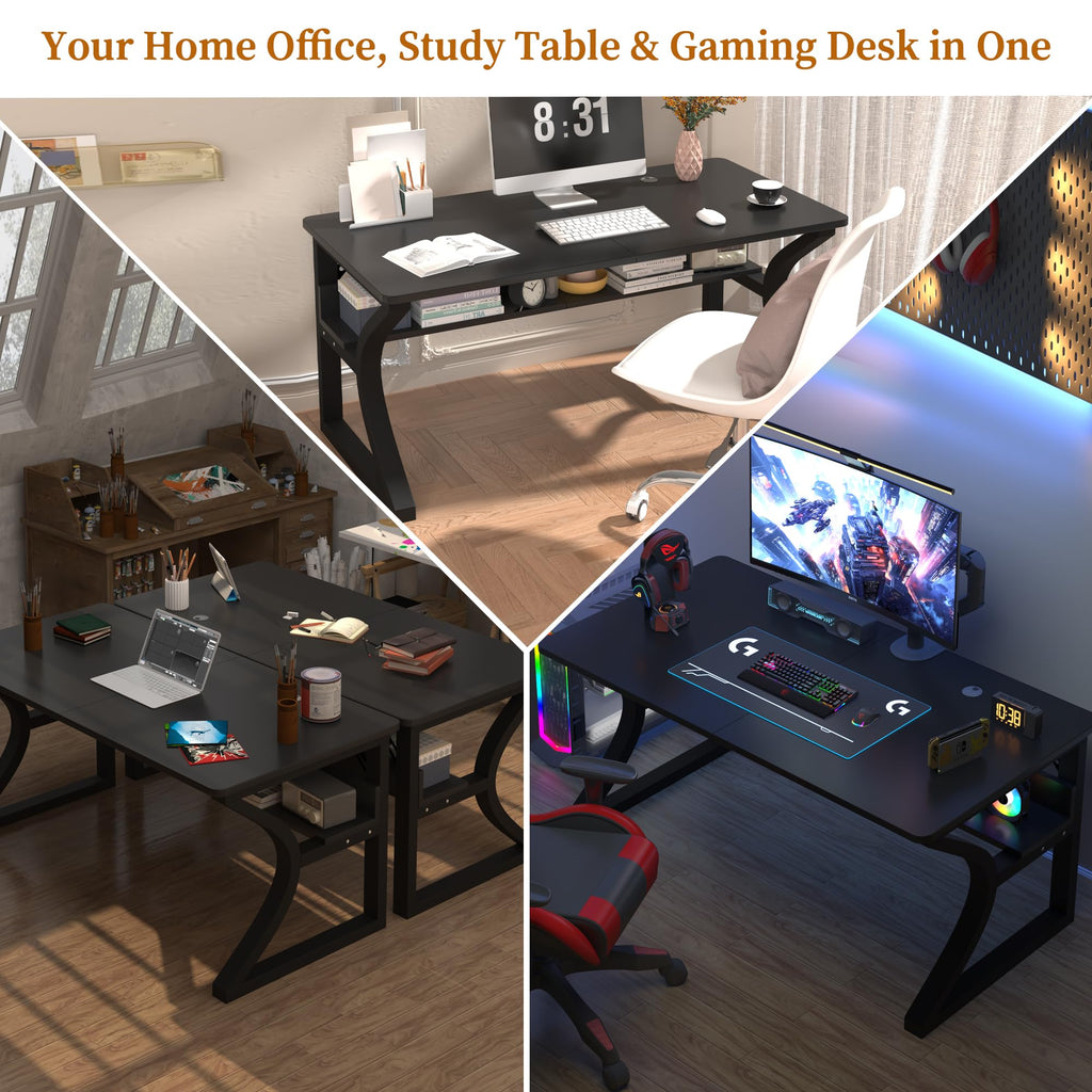 Black 55" Wood Computer Desk K754