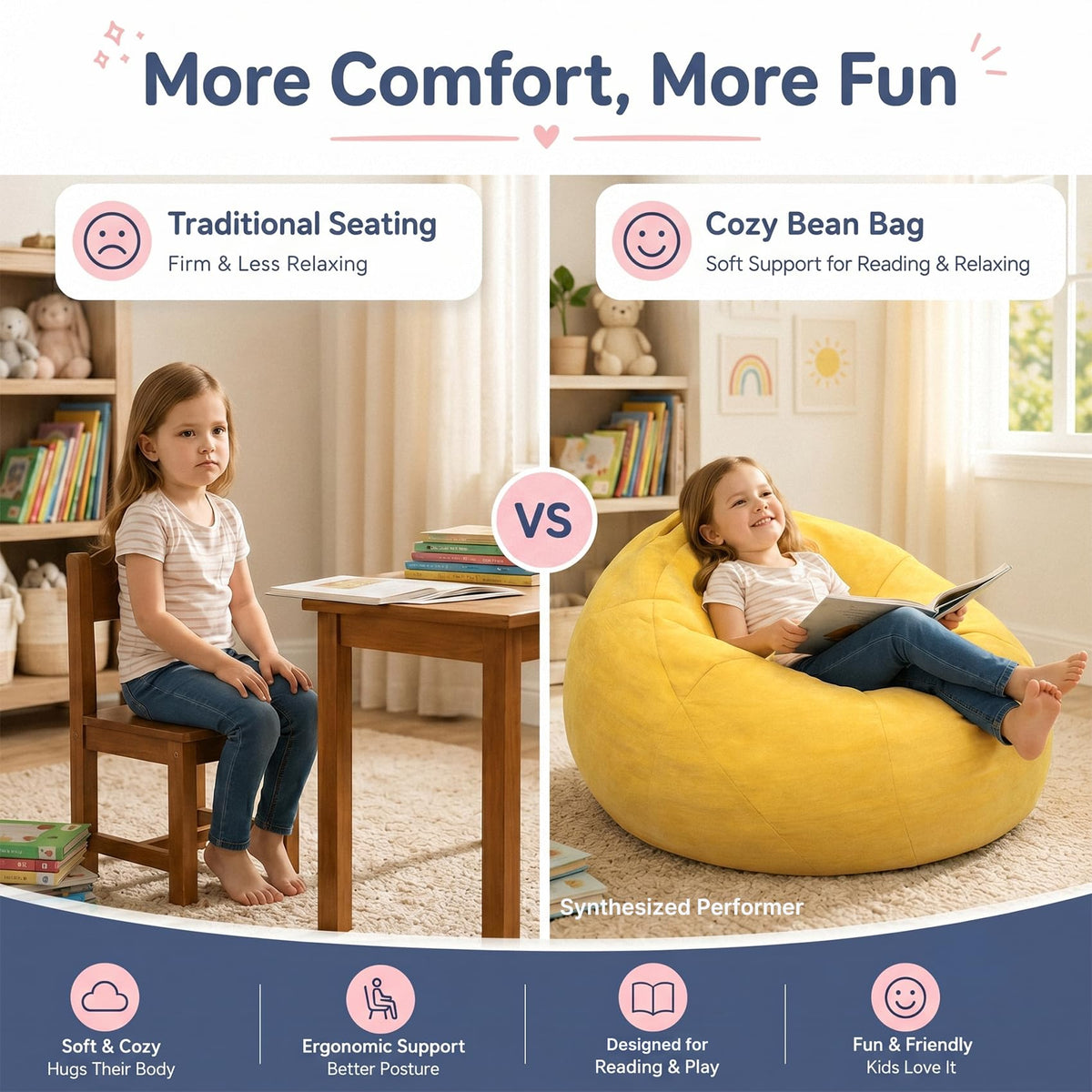 Small Yellow Bean Bag Chair I241