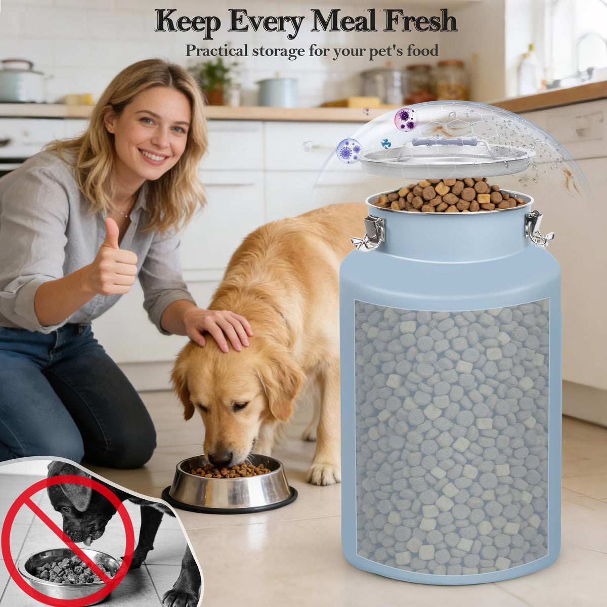 Stainless Steel Dog Food Storage Container with Scoop L79350