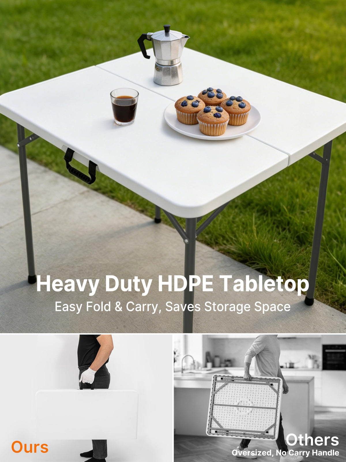 34" White Folding Card Table D520