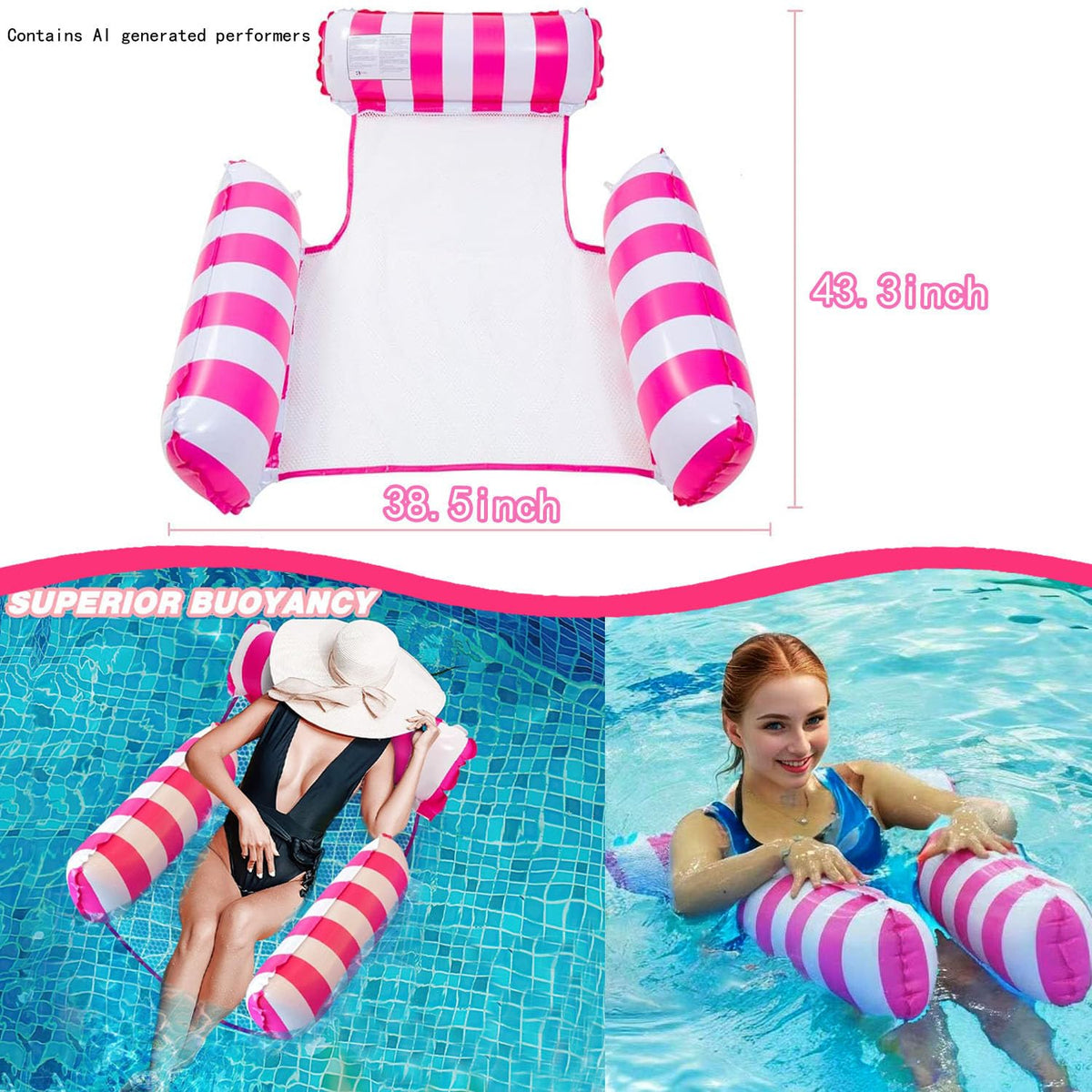 2 Pack Inflatable Pool Floats Chair Bed Hammock C4661