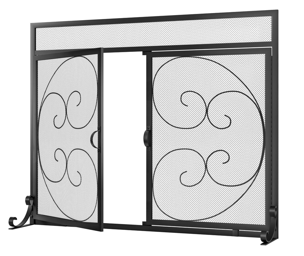 Black Wrought Iron Fireplace Screen D1694
