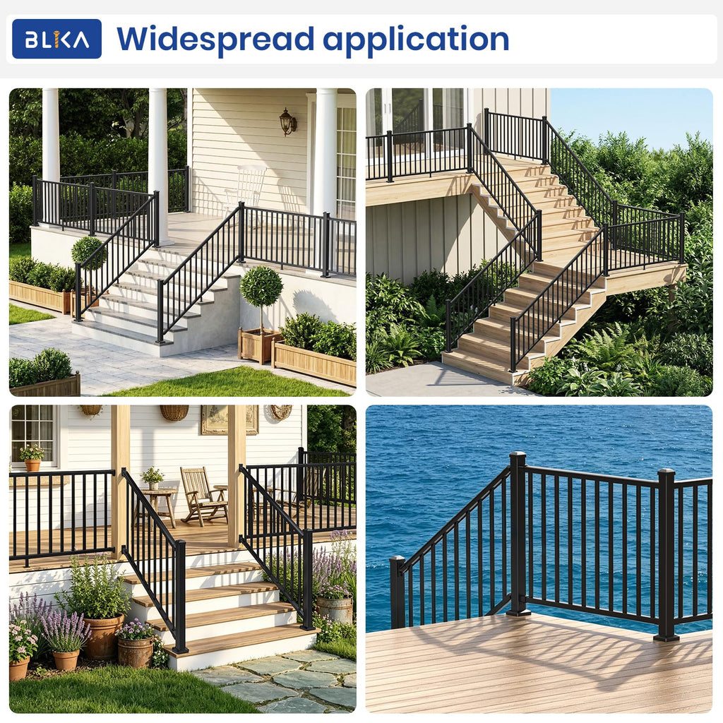 36 in. x 8 ft. Matte Black Aluminum Stair Railing Kit E9344