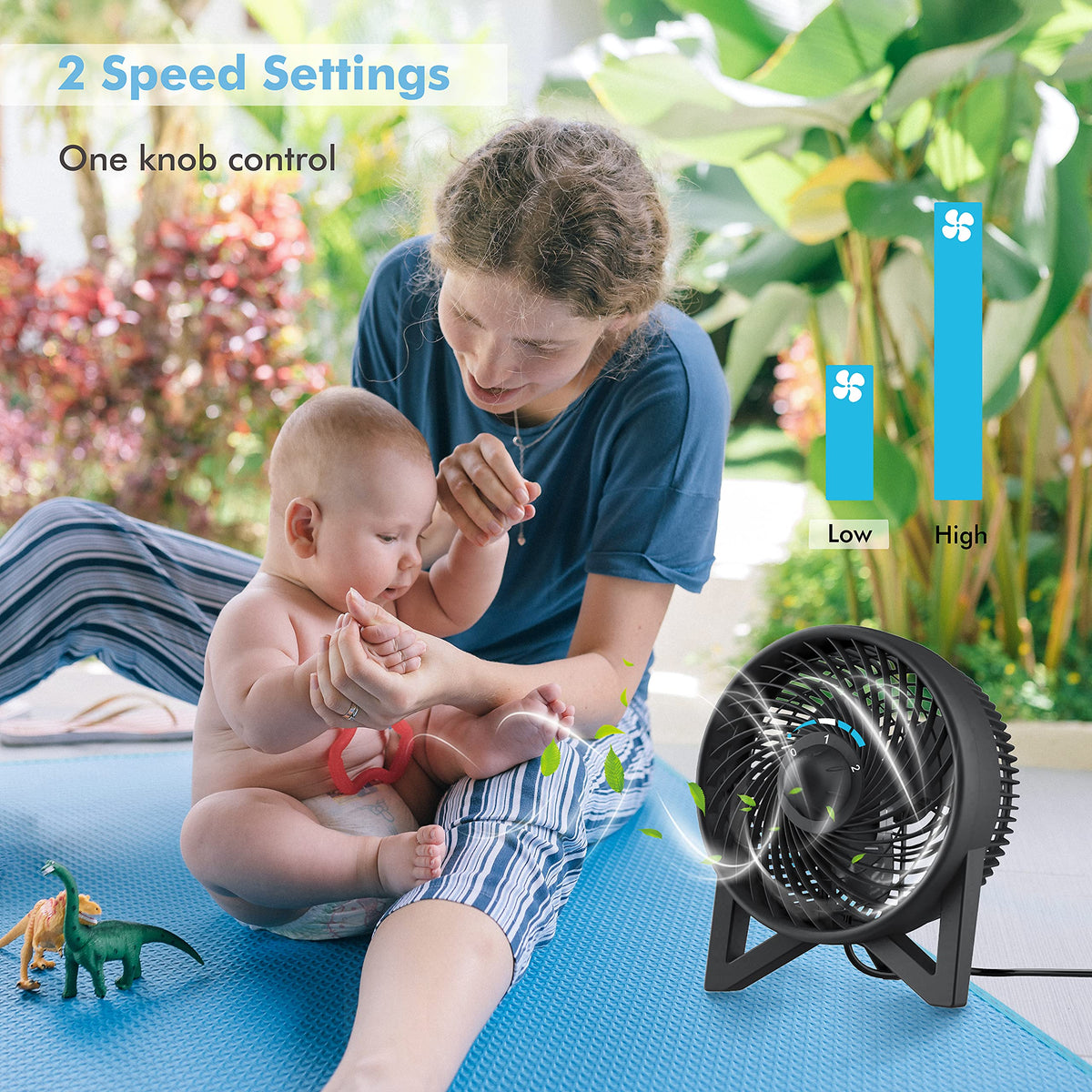 8 Inch Portable Quiet Desk Fan with 2 Speeds, Black G472