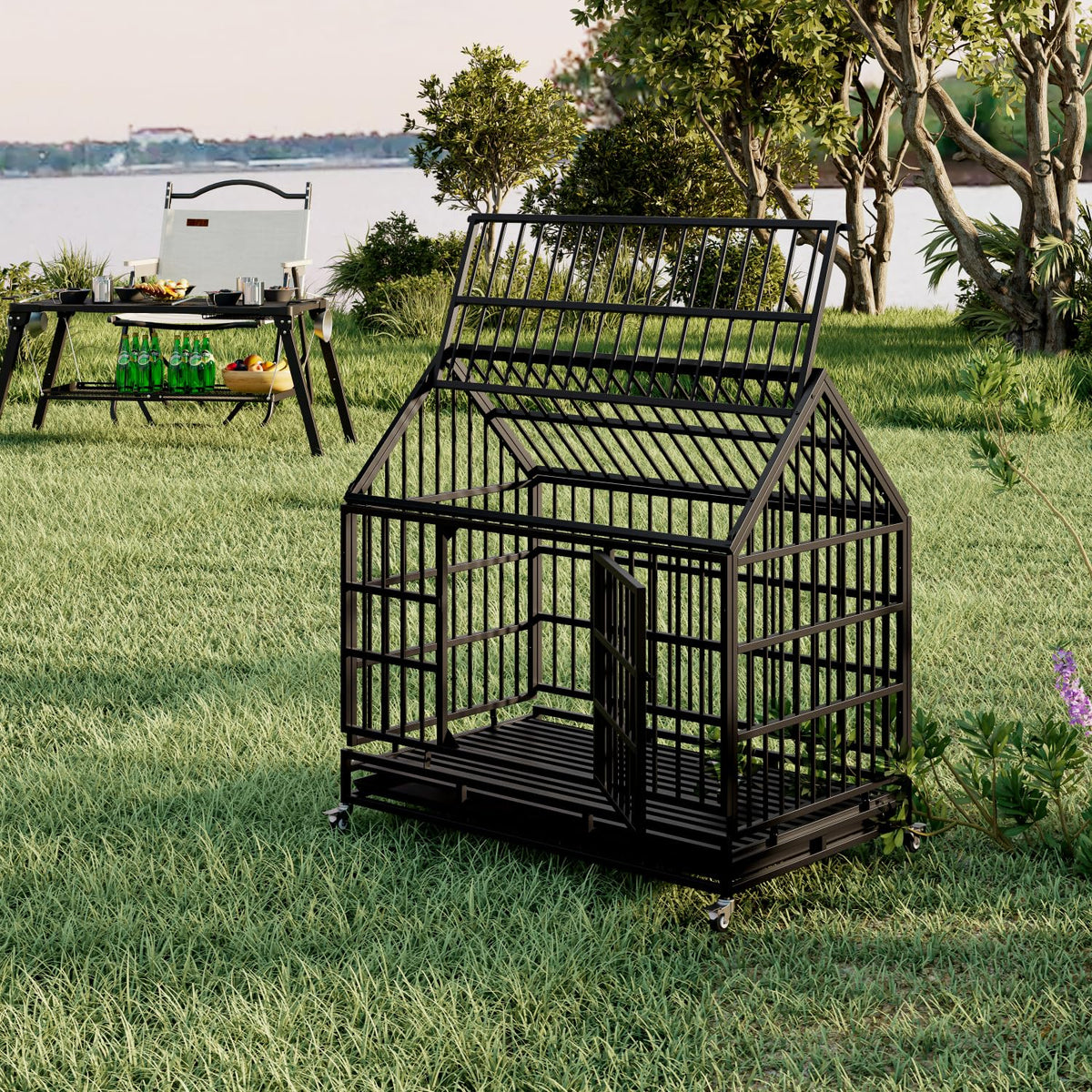 48 Inch Heavy Duty Dog Crate with Wheels H19008