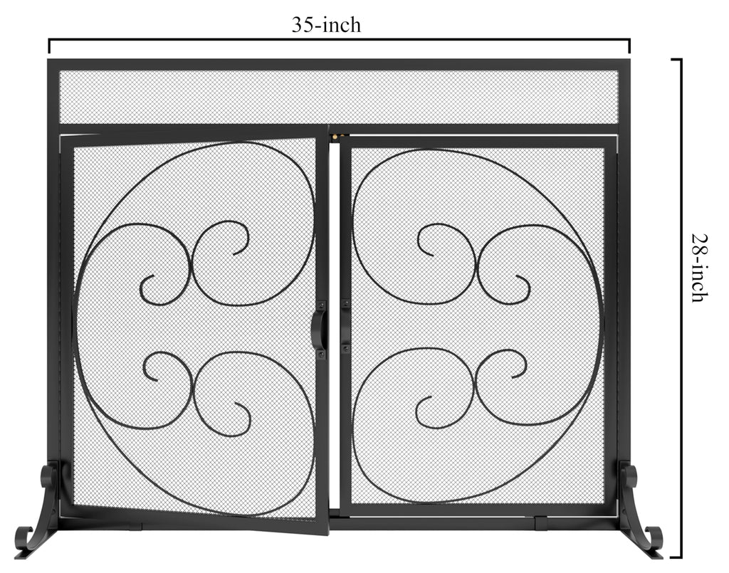 Black Wrought Iron Fireplace Screen D1694