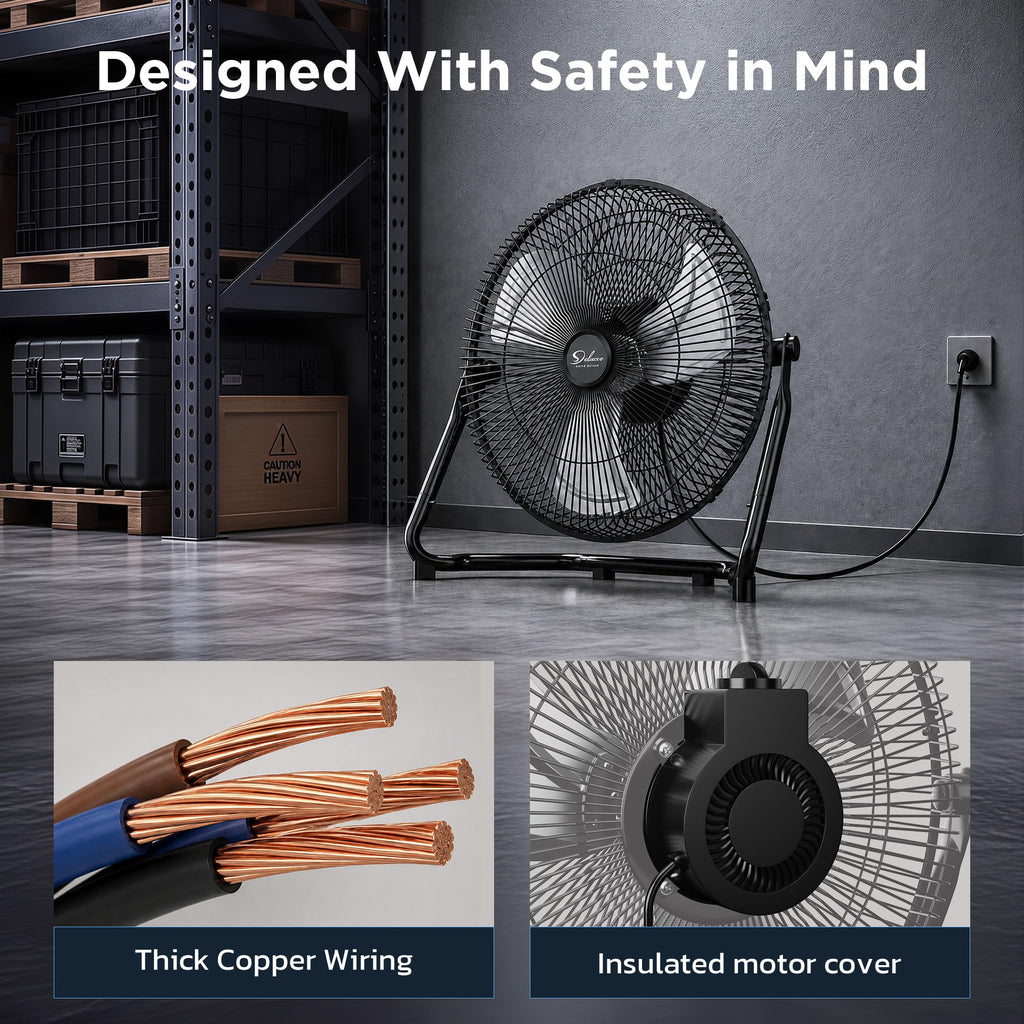 20 Inch 3-Speed Oscillating Metal Floor Fan K26311