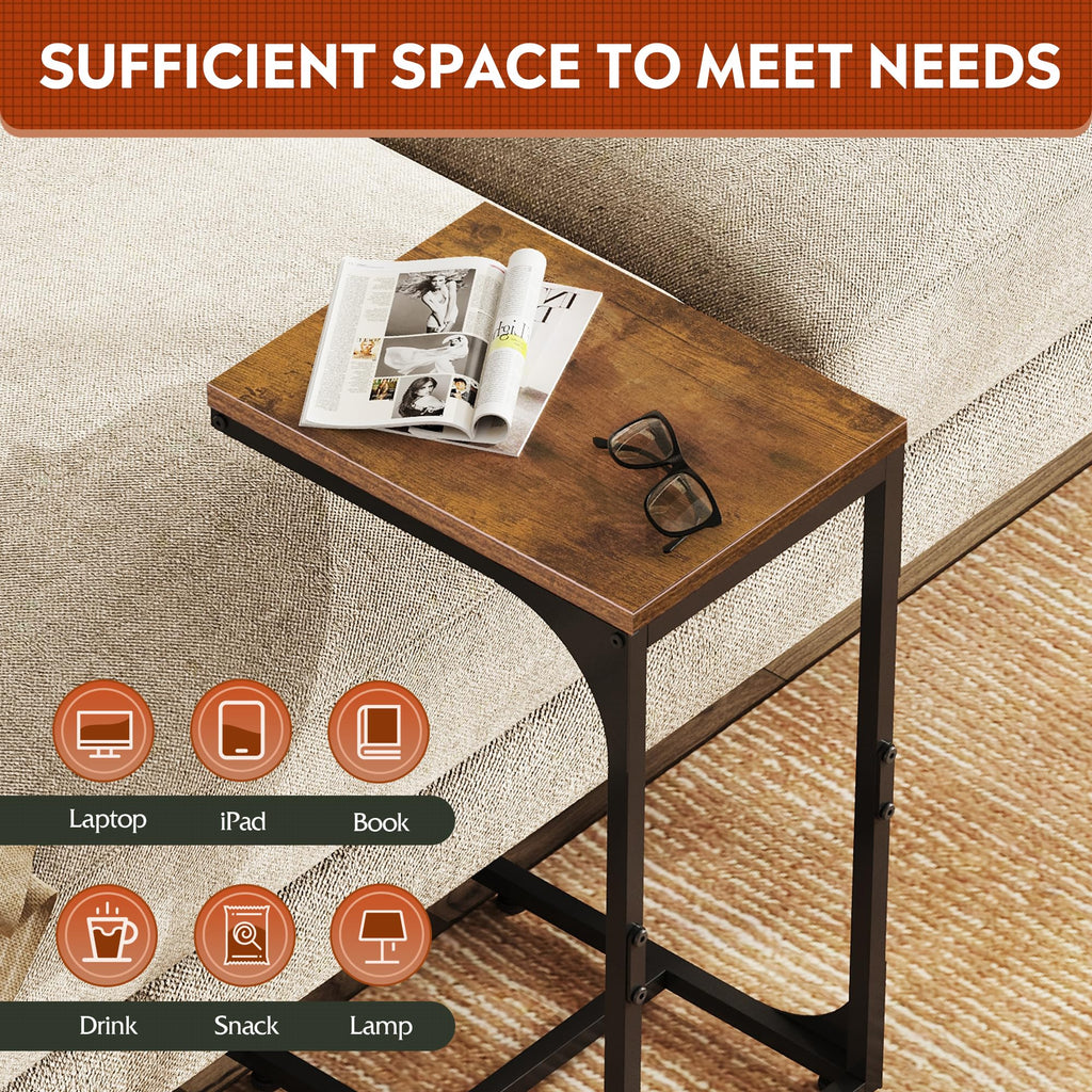 C-Shaped End Table Set of 2 Metal Frame J614