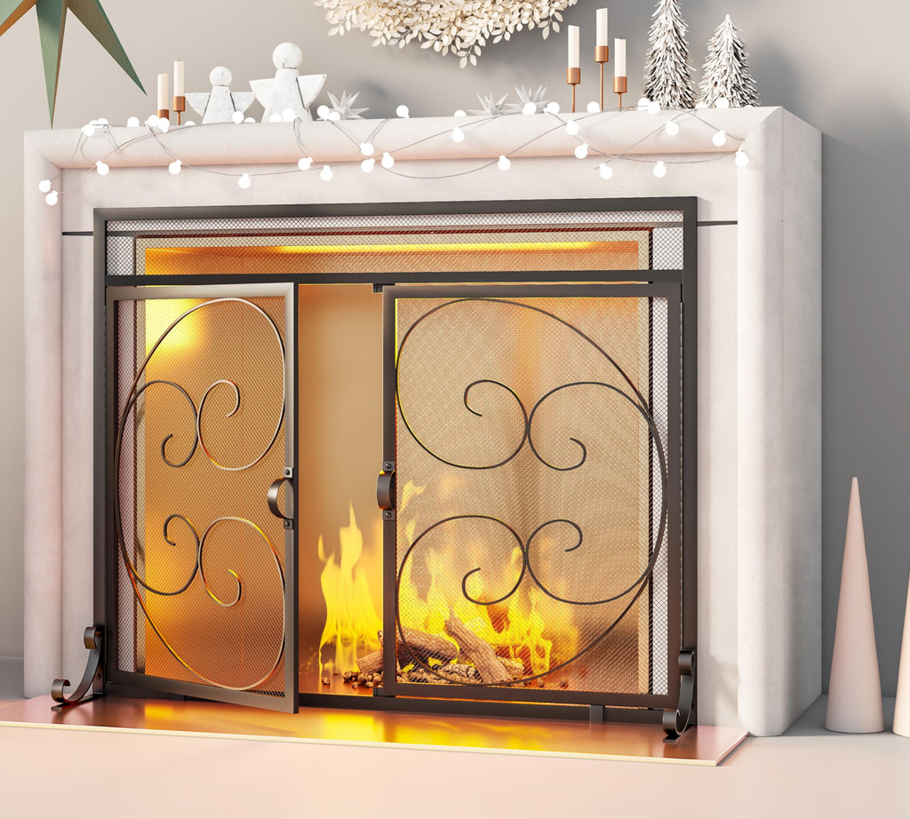 Black Wrought Iron Fireplace Screen D1694