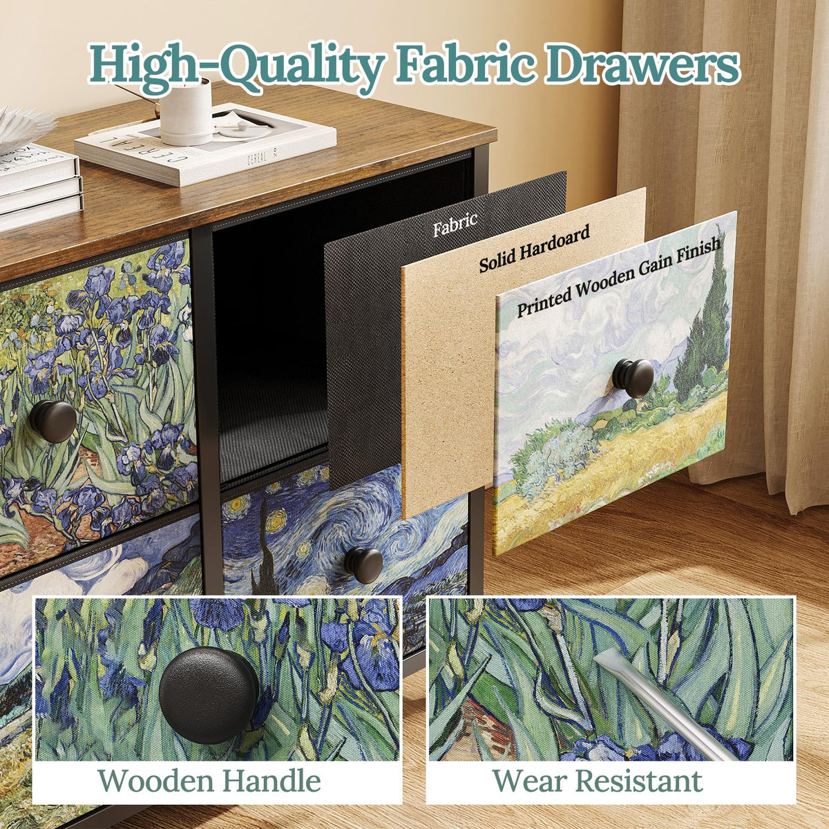 6 Drawer Dresser with Fabric Storage Drawer R978