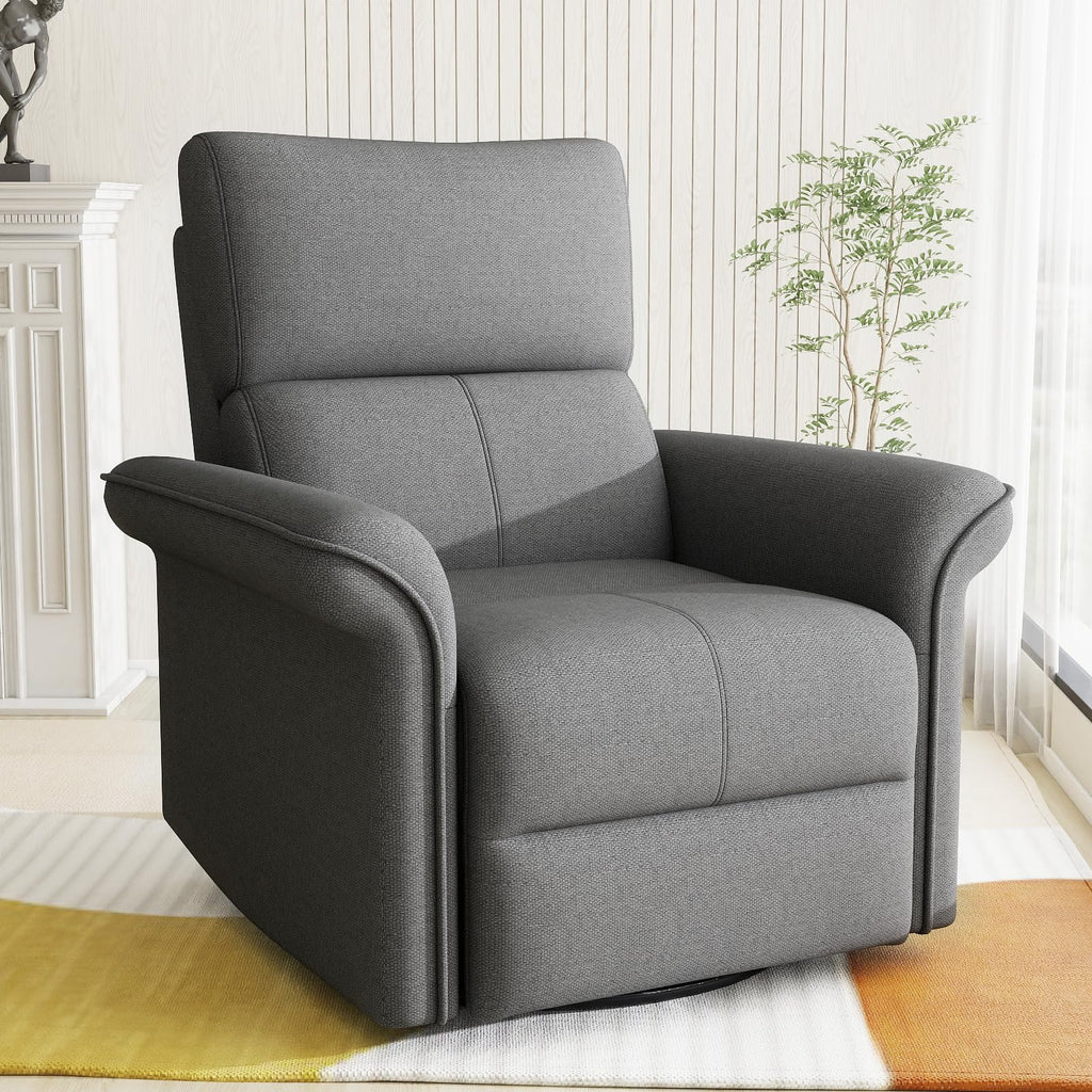 Velvet Grey Swivel Rocker Recliner Chair J458