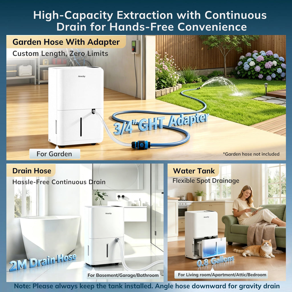 50 Pint/Day 3500Sq.Ft 40dB Dehumidifier with Drain Hose K475