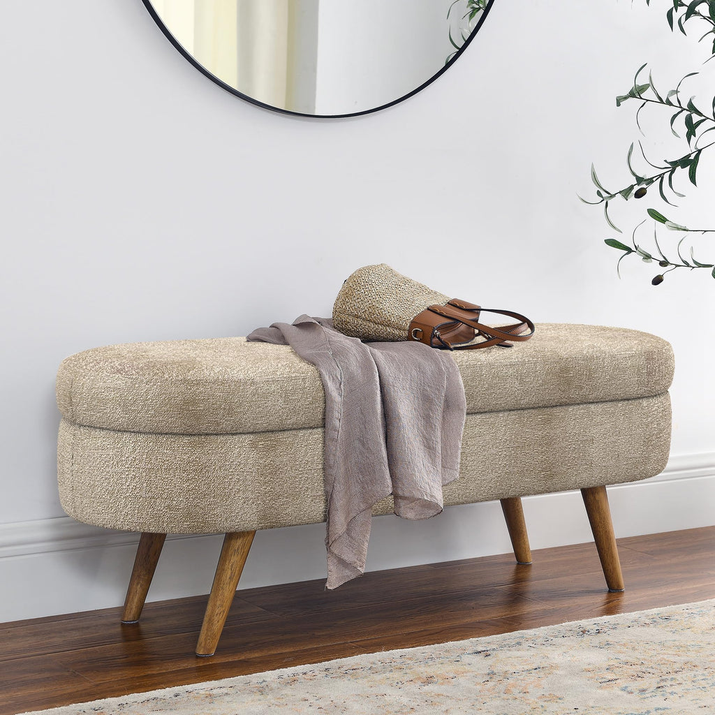 Oval Storage Bench with Rubber Wood Legs A60445