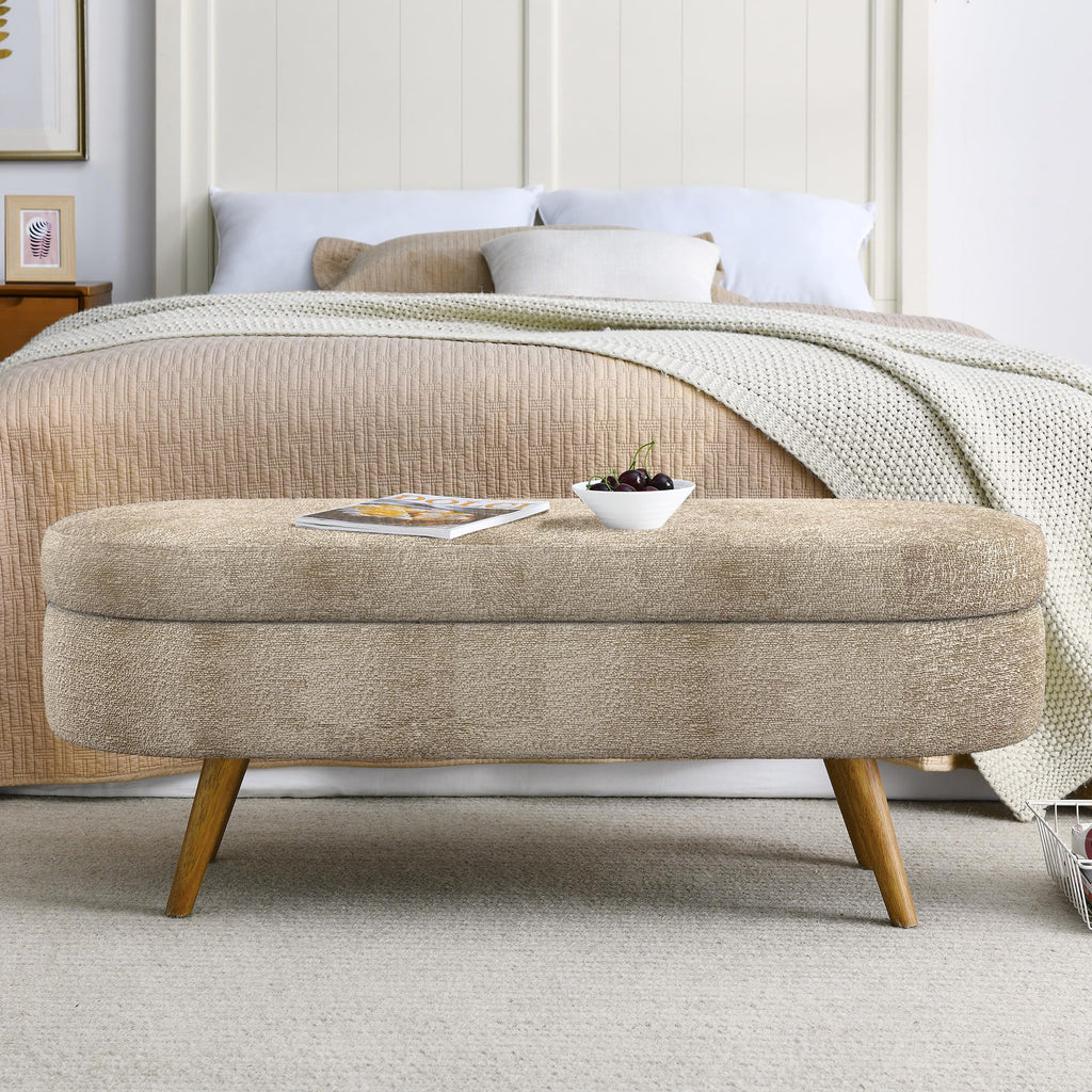 Oval Storage Bench with Rubber Wood Legs A60445