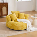 Yellow Corduroy Bean Bag Sofa with 3 Pillows V346842